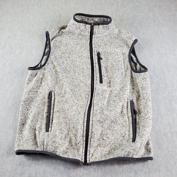 Free Country Vest Mens Medium Gray Fleece Sleeveless Full Zip - Picture 1 of 9